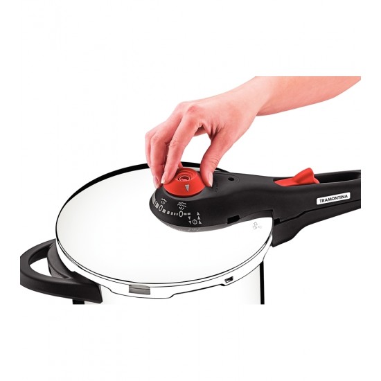 Panela 4,5 Litros 22cm De Pressão Solar De Aço Inox Tramontina Fundo Triplo